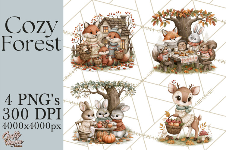 Sweater Weather Woodland Animals PNG example image 1