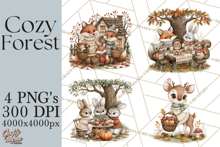 Sweater Weather Woodland Animals PNG