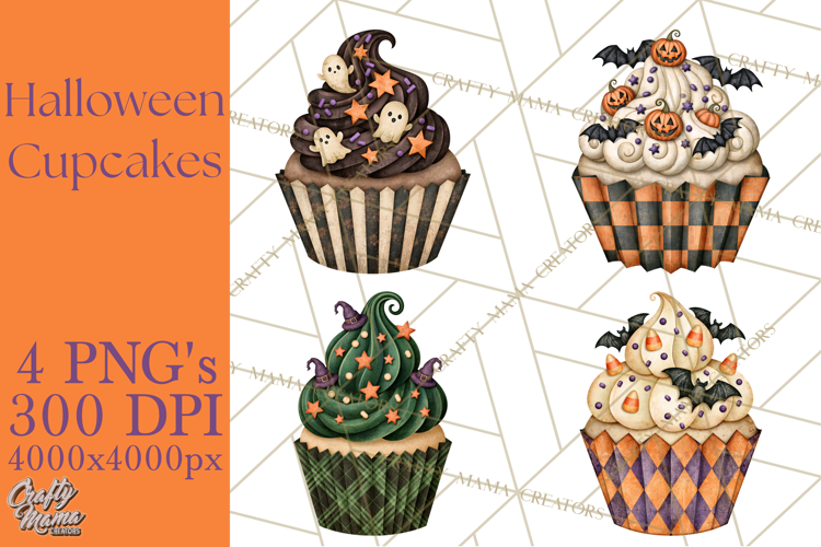 Halloween Cupcake Clipart PNG, Halloween Sweet Treats