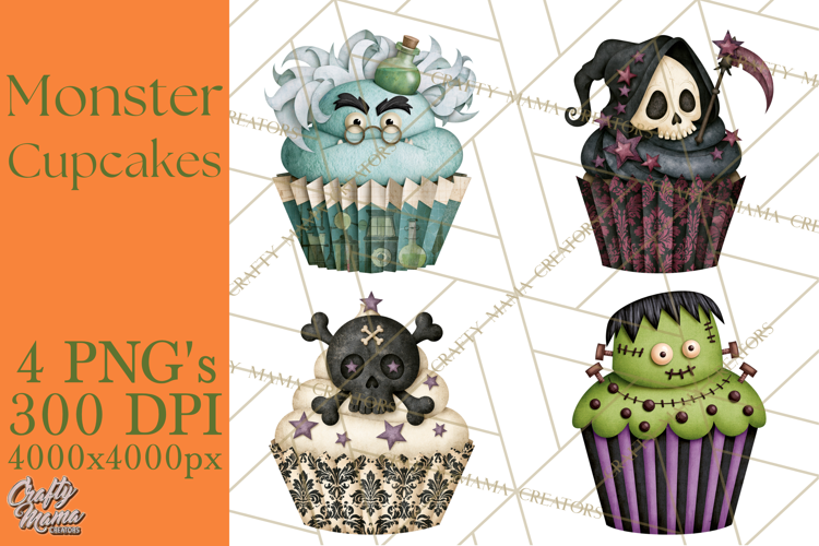 Halloween Monster Cupcake Clipart Png, Halloween Sweets