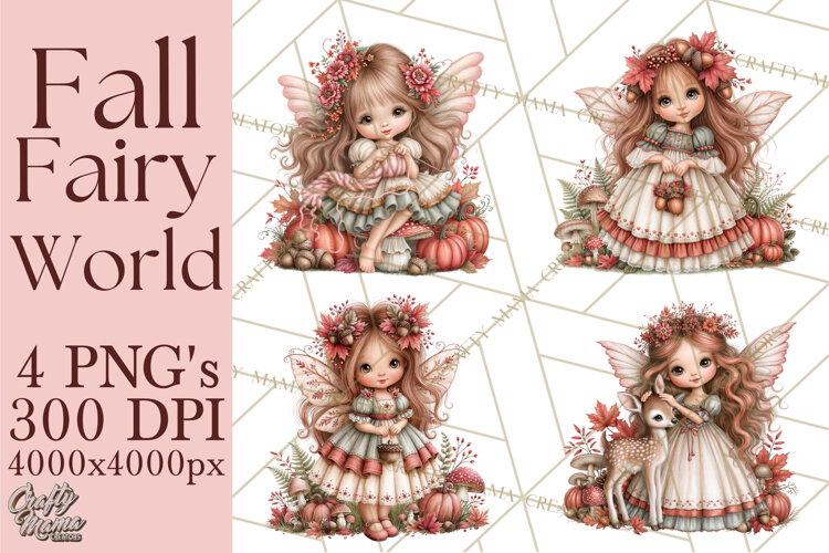 Enchanted Autumn Fairy World PNG, Fall Fairies example image 1