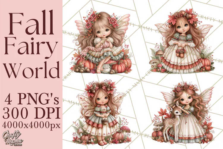 Enchanted Autumn Fairy World PNG, Fall Fairies