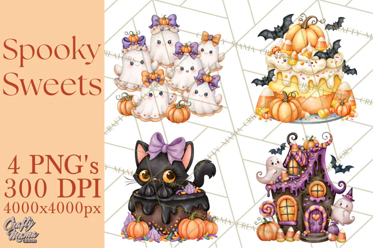 Spooky Halloween Desserts Clipart PNG