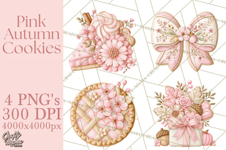 Pink Autumn Cookies Clipart PNG