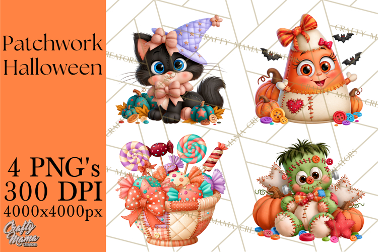 Patchwork Halloween Clipart PNG