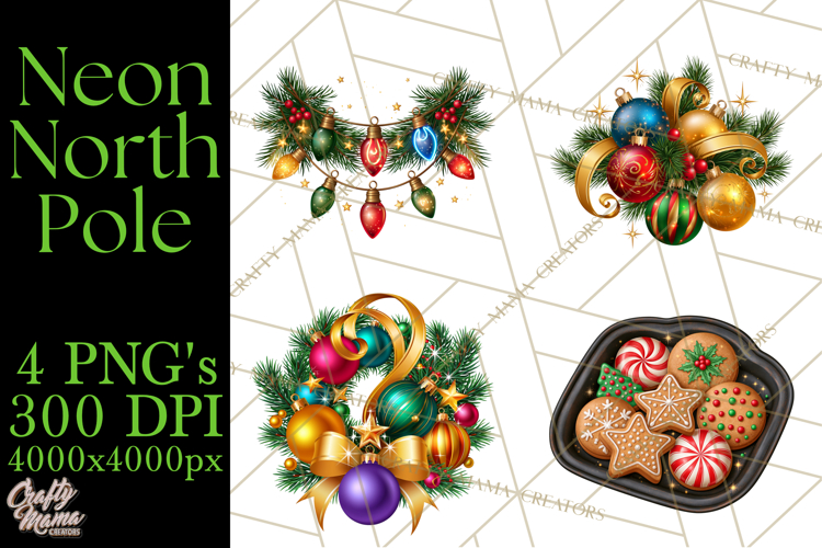 Neon North Pole PNG Christmas Clipart