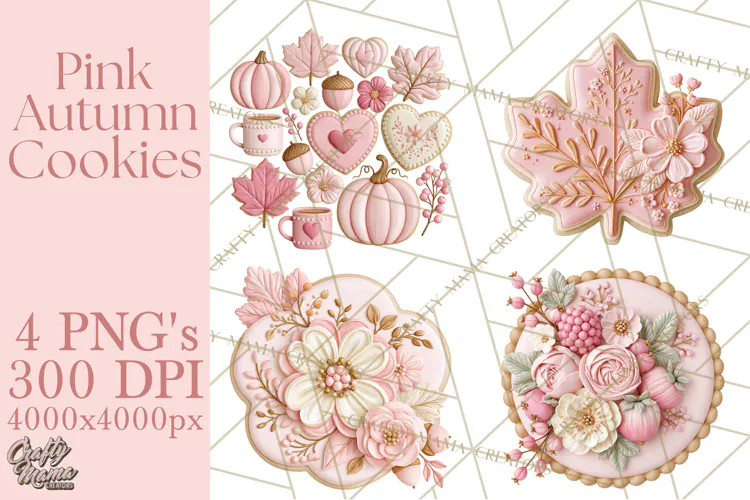 Pink Autumn Cookies Clipart PNG