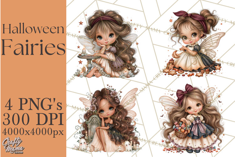 Midnight Halloween Fairy World PNG, Fall Fairies example image 1