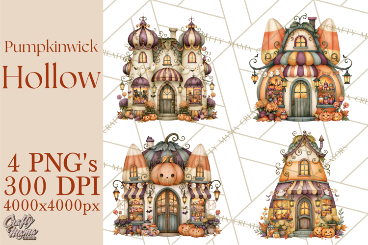 Whimsical Halloween Town Clipart PNG