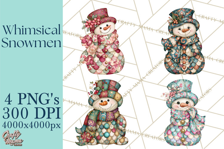 Whimsical Christmas Snowman Clipart PNG example image 1