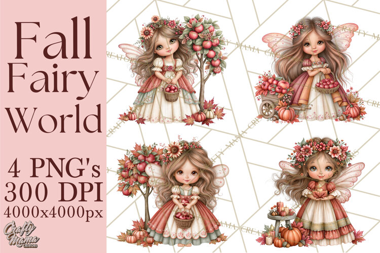 Enchanted Autumn Fairy World PNG, Fall Fairies example image 1