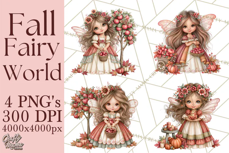 Enchanted Autumn Fairy World PNG, Fall Fairies