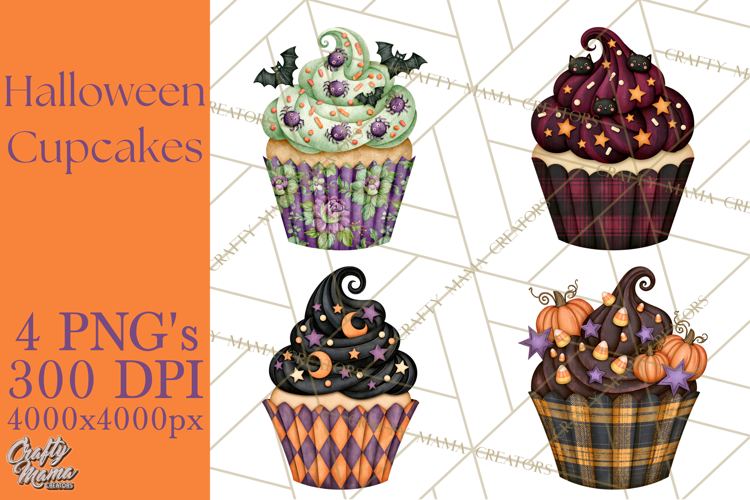Halloween Cupcake Clipart PNG, Halloween Sweet Treats