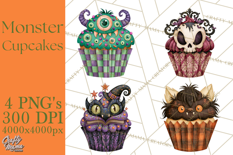 Halloween Monster Cupcake Clipart Png, Halloween Sweets