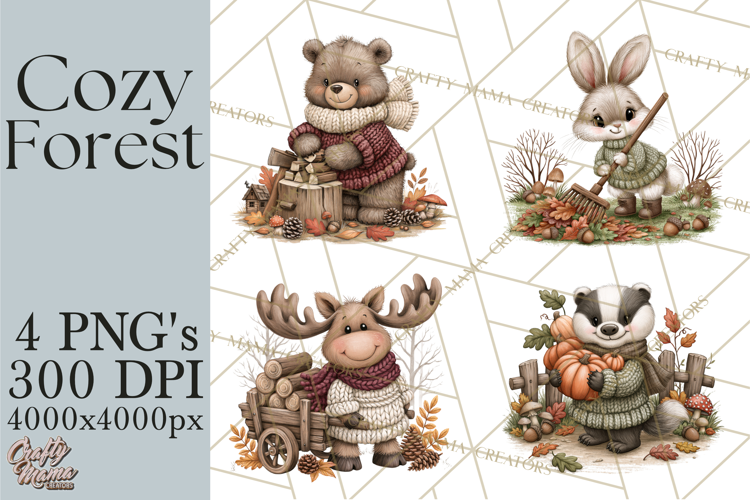 Sweater Weather Woodland Animals PNG