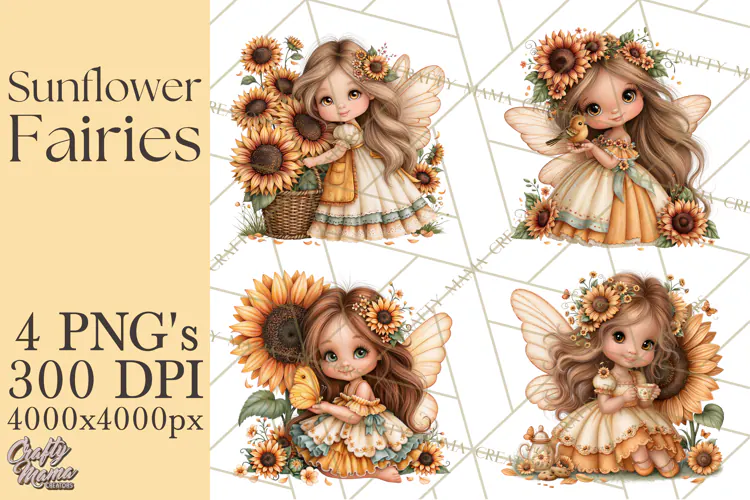 Sunflower Fairy World PNG, Fall Fairies