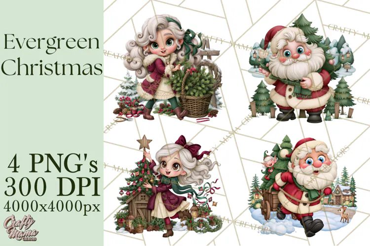 Christmas Tree Farm PNG Clipart, Santa & Elf Characters