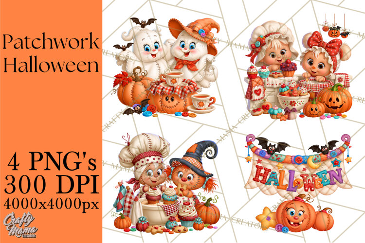 Patchwork Halloween Clipart PNG example image 1