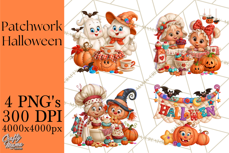 Patchwork Halloween Clipart PNG