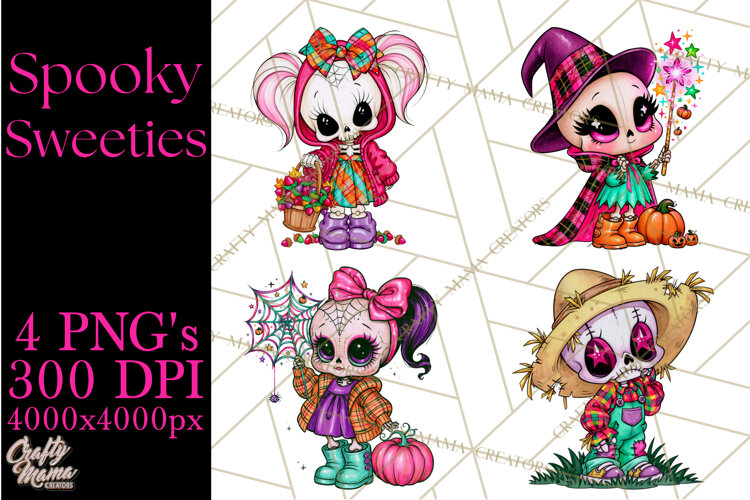 Cute Halloween Skeleton Clipart PNG, Creepy Cute Fall Decor example image 1