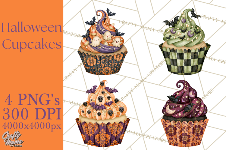 Halloween Cupcake Clipart PNG, Halloween Sweet Treats