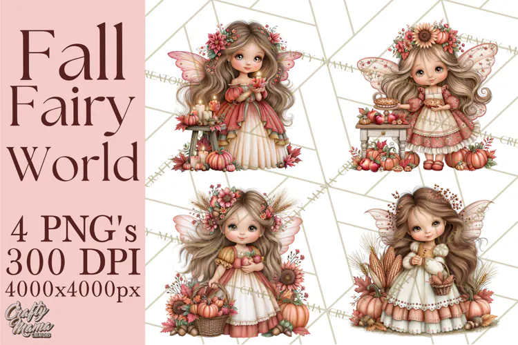 Enchanted Autumn Fairy World PNG, Fall Fairies