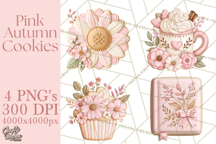 Pink Autumn Cookies Clipart PNG