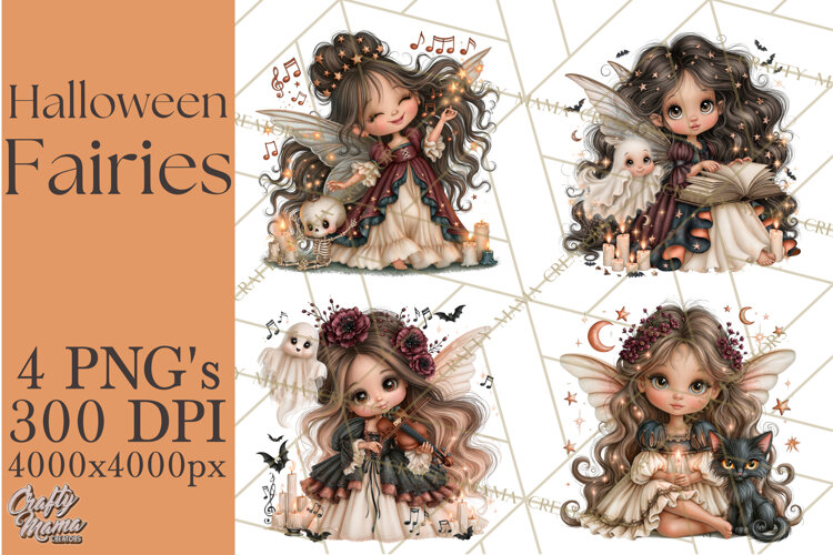 Midnight Halloween Fairy World PNG, Fall Fairies example image 1
