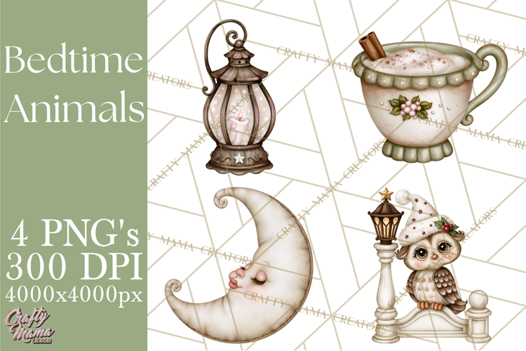 Winter Bedtime Animals Printable Clipart PNG