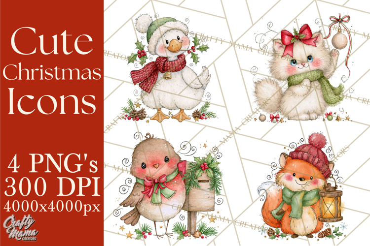 Christmas Characters Watercolor PNG Clipart