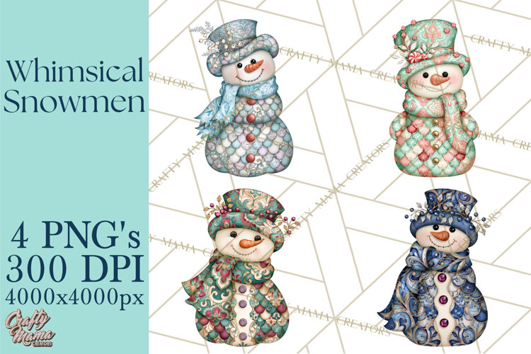 Whimsical Christmas Snowman Clipart PNG example image 1