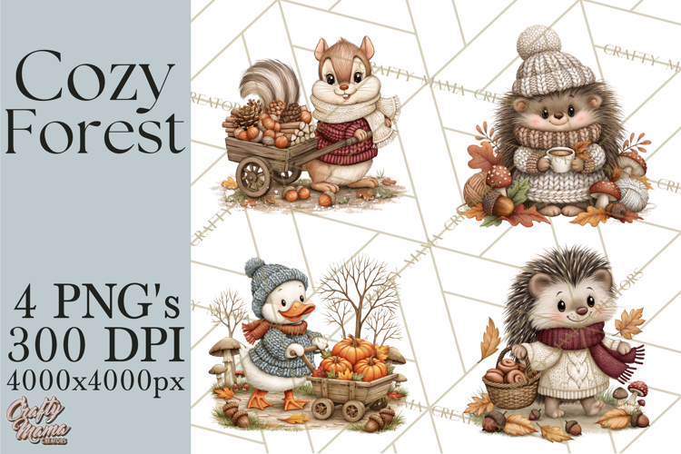 Sweater Weather Woodland Animals PNG