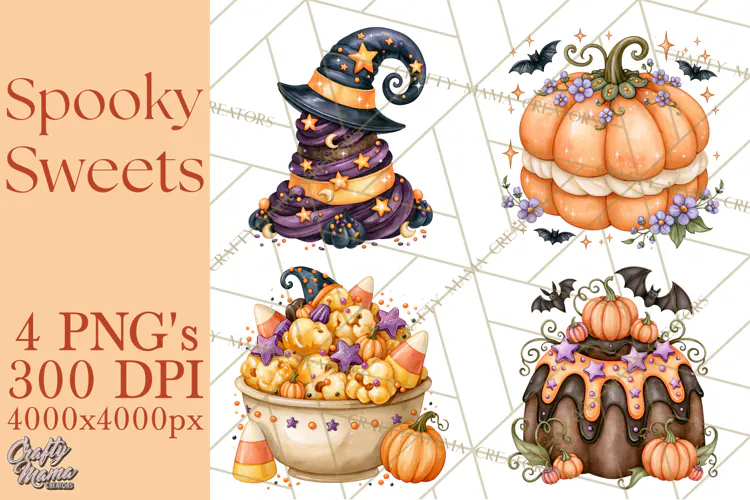 Spooky Halloween Desserts Clipart PNG