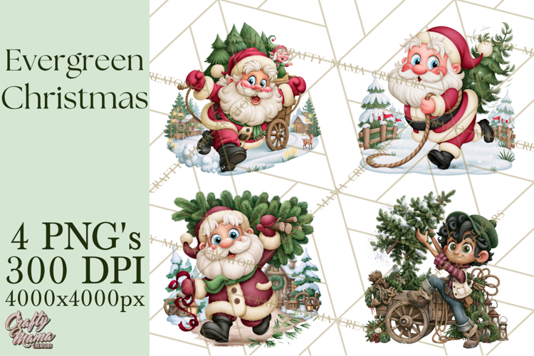 Christmas Tree Farm PNG Clipart, Santa & Elf Characters