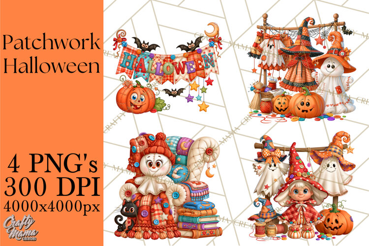 Patchwork Halloween Clipart PNG example image 1