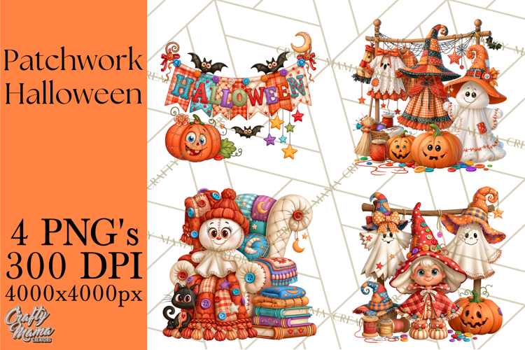 Patchwork Halloween Clipart PNG