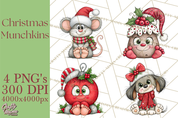 Christmas Munchkins Cute Holiday Clipart PNG