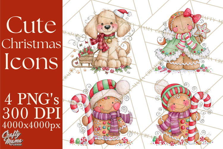 Christmas Characters Watercolor PNG Clipart