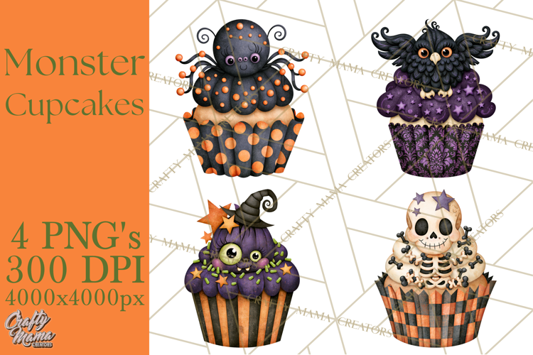 Halloween Monster Cupcake Clipart Png, Halloween Sweets
