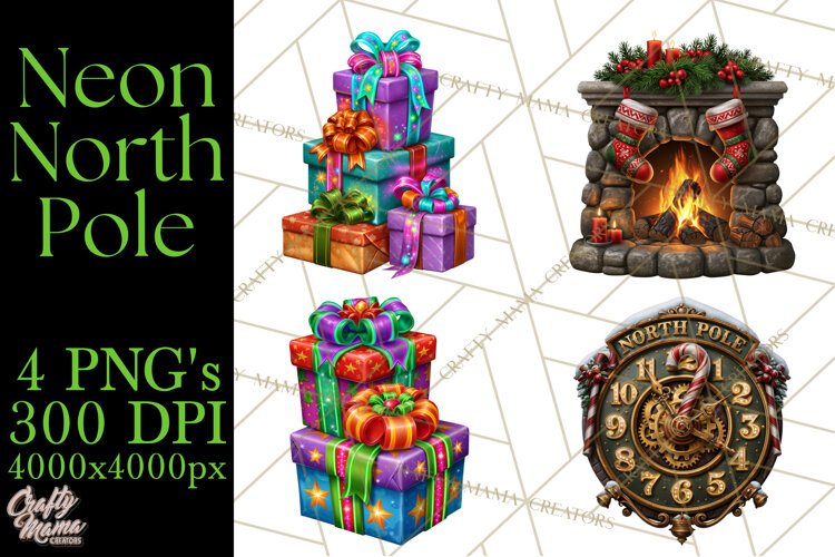 Neon North Pole PNG Christmas Clipart example image 1