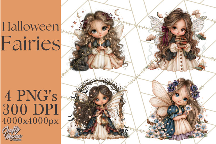 Midnight Halloween Fairy World PNG, Fall Fairies example image 1
