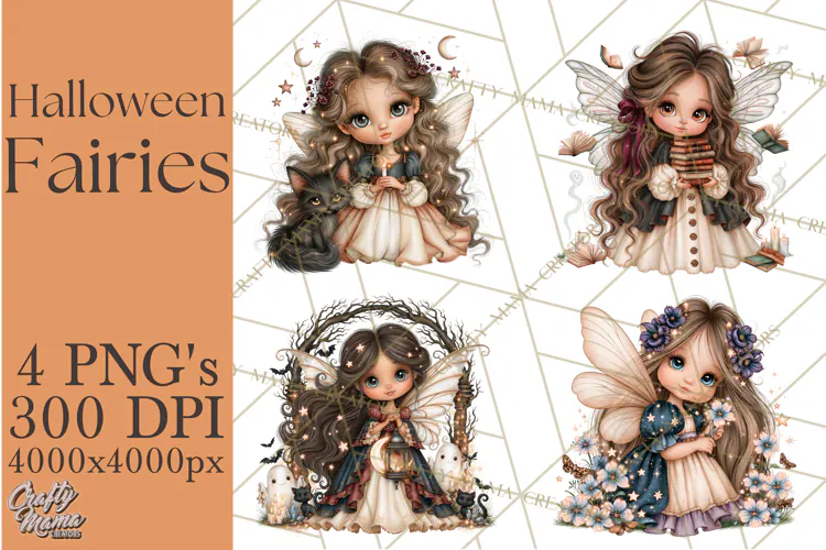 Midnight Halloween Fairy World PNG, Fall Fairies