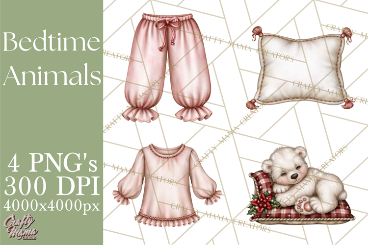 Winter Bedtime Animals Printable Clipart PNG