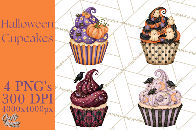 Halloween Cupcake Clipart PNG, Halloween Sweet Treats