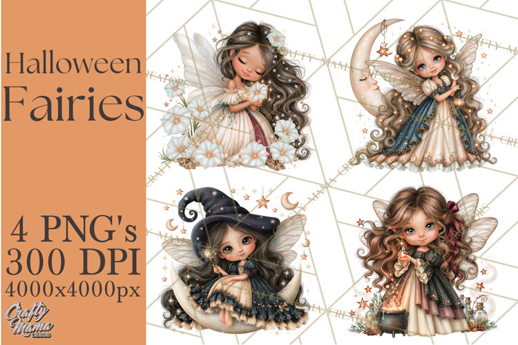 Midnight Halloween Fairy World PNG, Fall Fairies example image 1