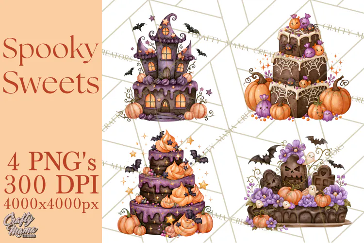 Spooky Halloween Desserts Clipart PNG