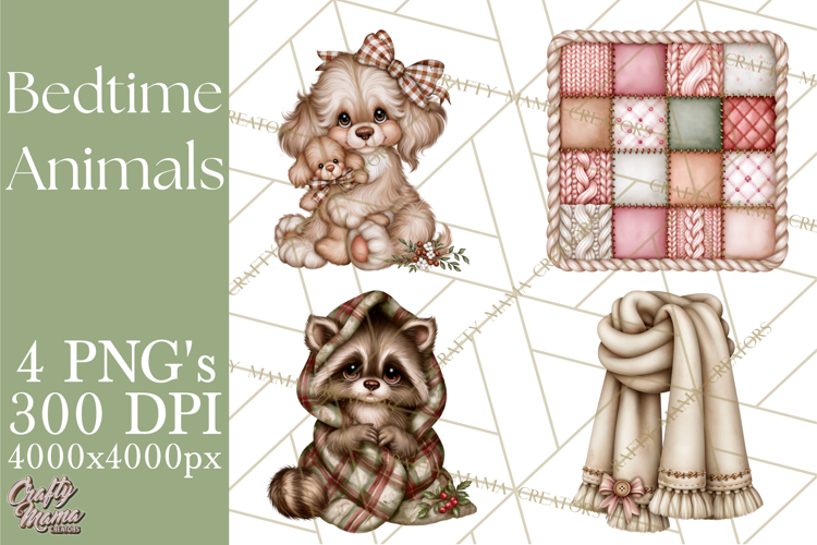 Winter Bedtime Animals Printable Clipart PNG