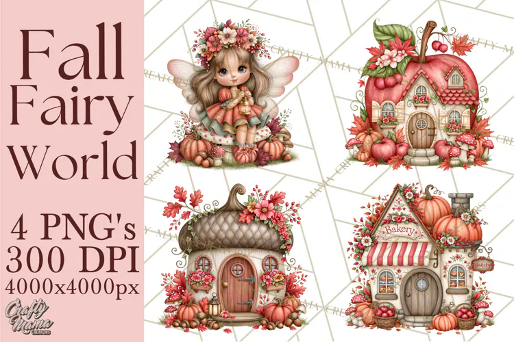 Enchanted Autumn Fairy World PNG, Fall Fairies