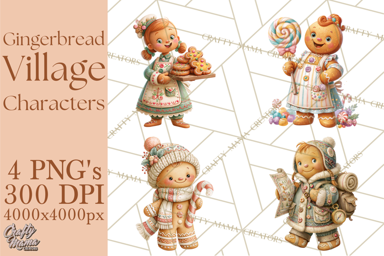 Gingerbread Village Characters PNG Clipart