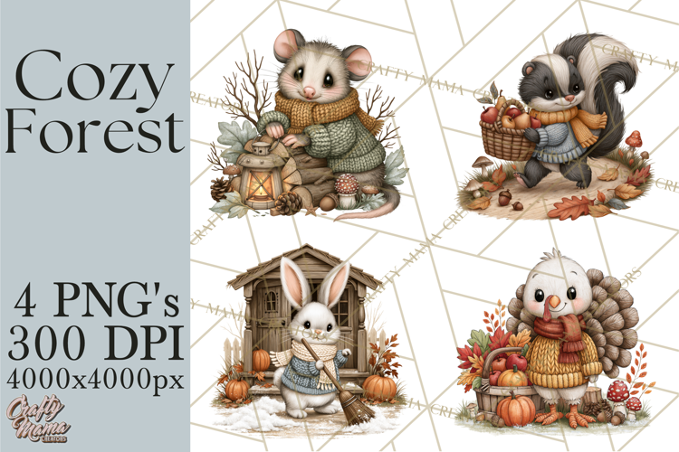 Sweater Weather Woodland Animals PNG